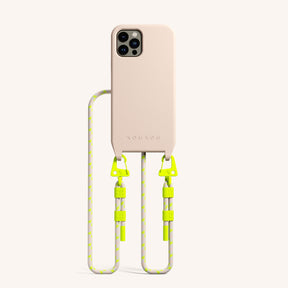 Phone Necklace with Carabiner Rope in Powder Pink + Neon Camouflage