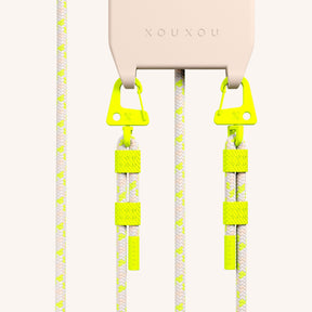 Phone Necklace with Carabiner Rope in Powder Pink + Neon Camouflage