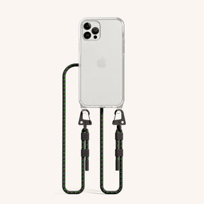 Phone Necklace with Carabiner Rope in Clear + Ash