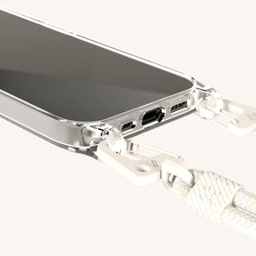 Phone Necklace with Carabiner Rope in Clear + Chalk