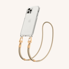 Phone Necklace with Carabiner Rope in Clear + Palm Springs