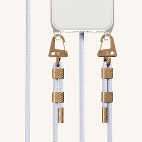 Phone Necklace with Carabiner Rope in Clear + Vibrant Pastel