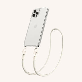 Phone Necklace with Carabiner Rope in Clear + Chalk