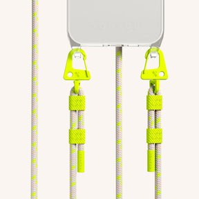 Phone Necklace with Carabiner Rope in Clear + Neon Camouflage