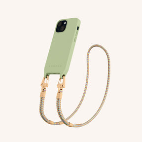 Phone Necklace with Carabiner Rope in Light Olive + Palm Springs