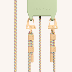 Phone Necklace with Carabiner Rope in Light Olive + Palm Springs