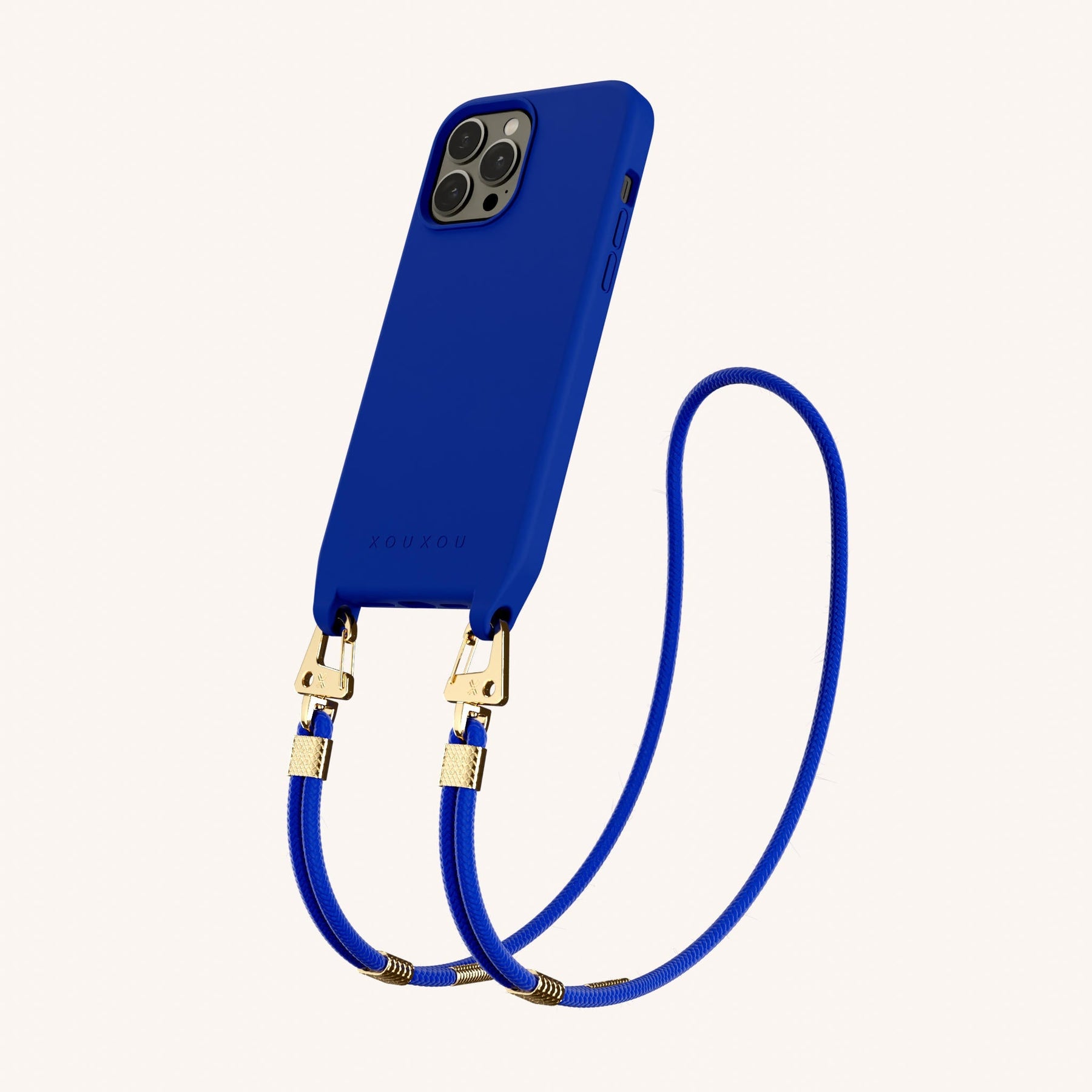 Phone Necklace with Carabiner Rope in Blue