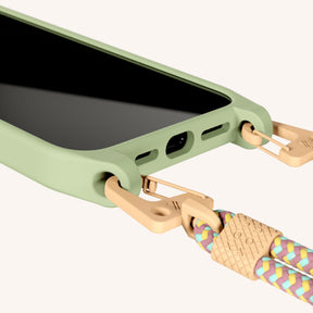 Phone Necklace with Carabiner Rope in Light Olive + Palm Springs