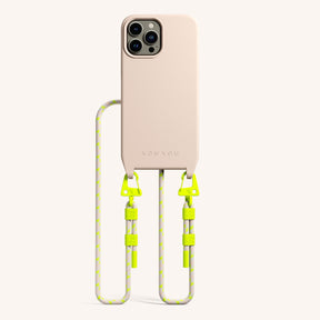 Phone Necklace with Carabiner Rope in Powder Pink + Neon Camouflage