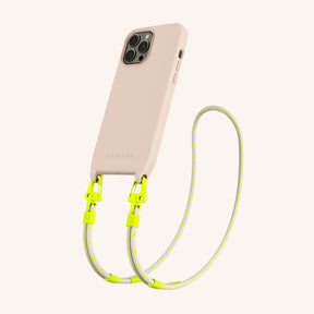 Phone Necklace with Carabiner Rope in Powder Pink + Neon Camouflage