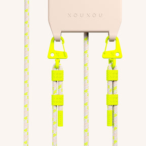 Phone Necklace with Carabiner Rope in Powder Pink + Neon Camouflage