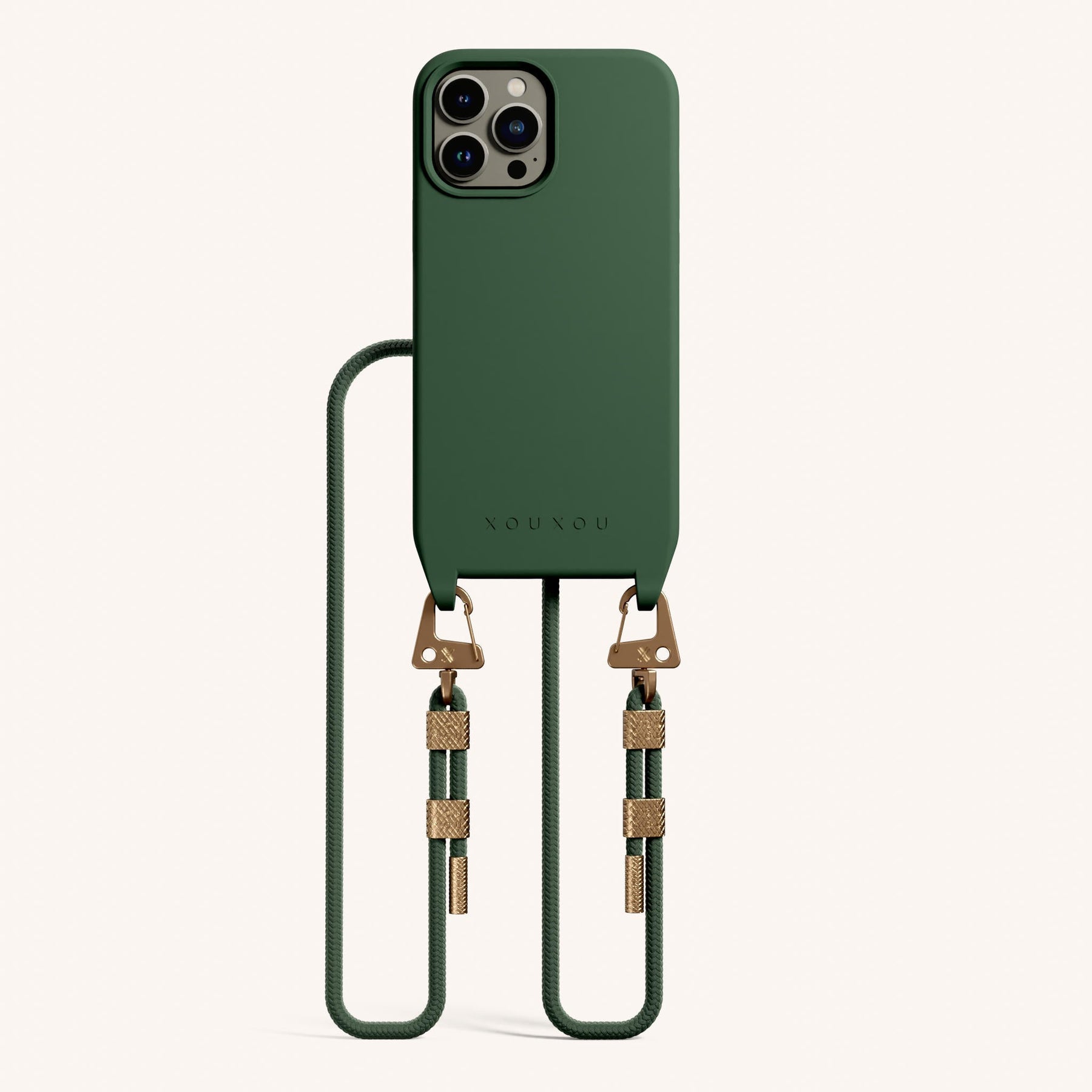 Phone Necklace with Carabiner Rope in Sage