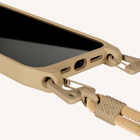 Phone Necklace with Carabiner Rope in Sand