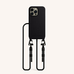 Phone Necklace with Carabiner Rope in Black