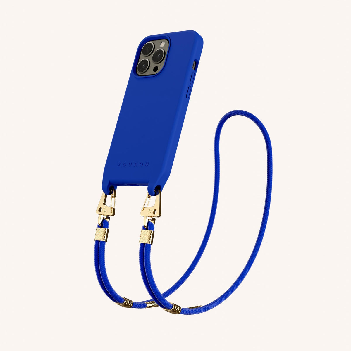 Phone Necklace with Carabiner Rope for iPhone 13 Pro with MagSafe in Blue Total View | XOUXOU #phone model_iphone 13 pro