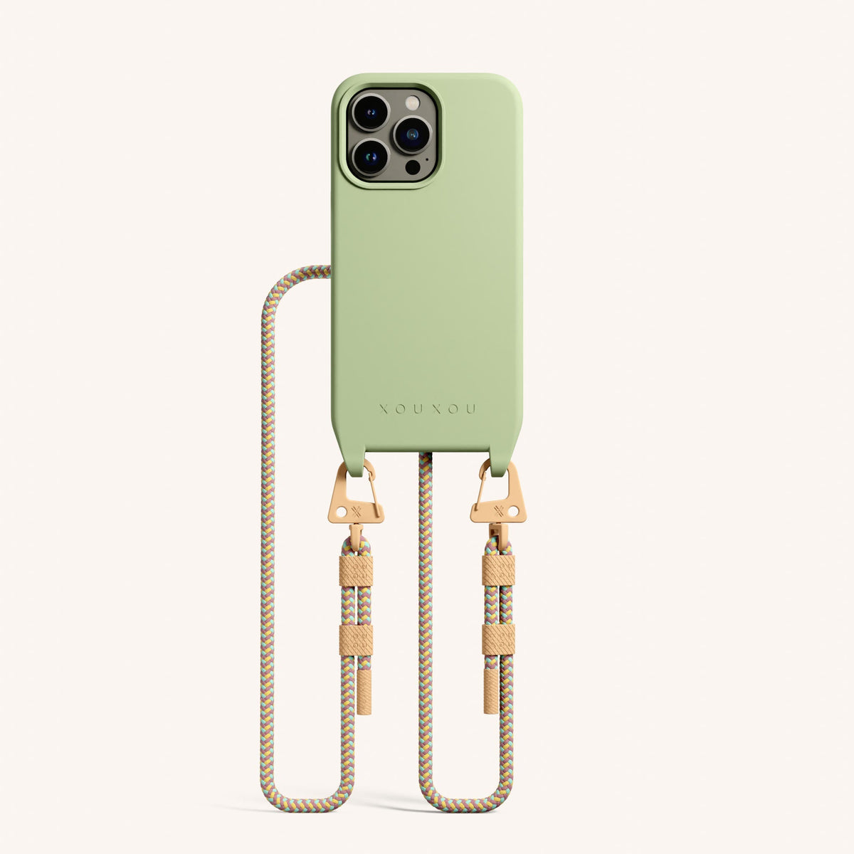 Phone Necklace with Carabiner Rope for iPhone 13 Pro with MagSafe in Light Total View | XOUXOU #phone model_iphone 13 pro