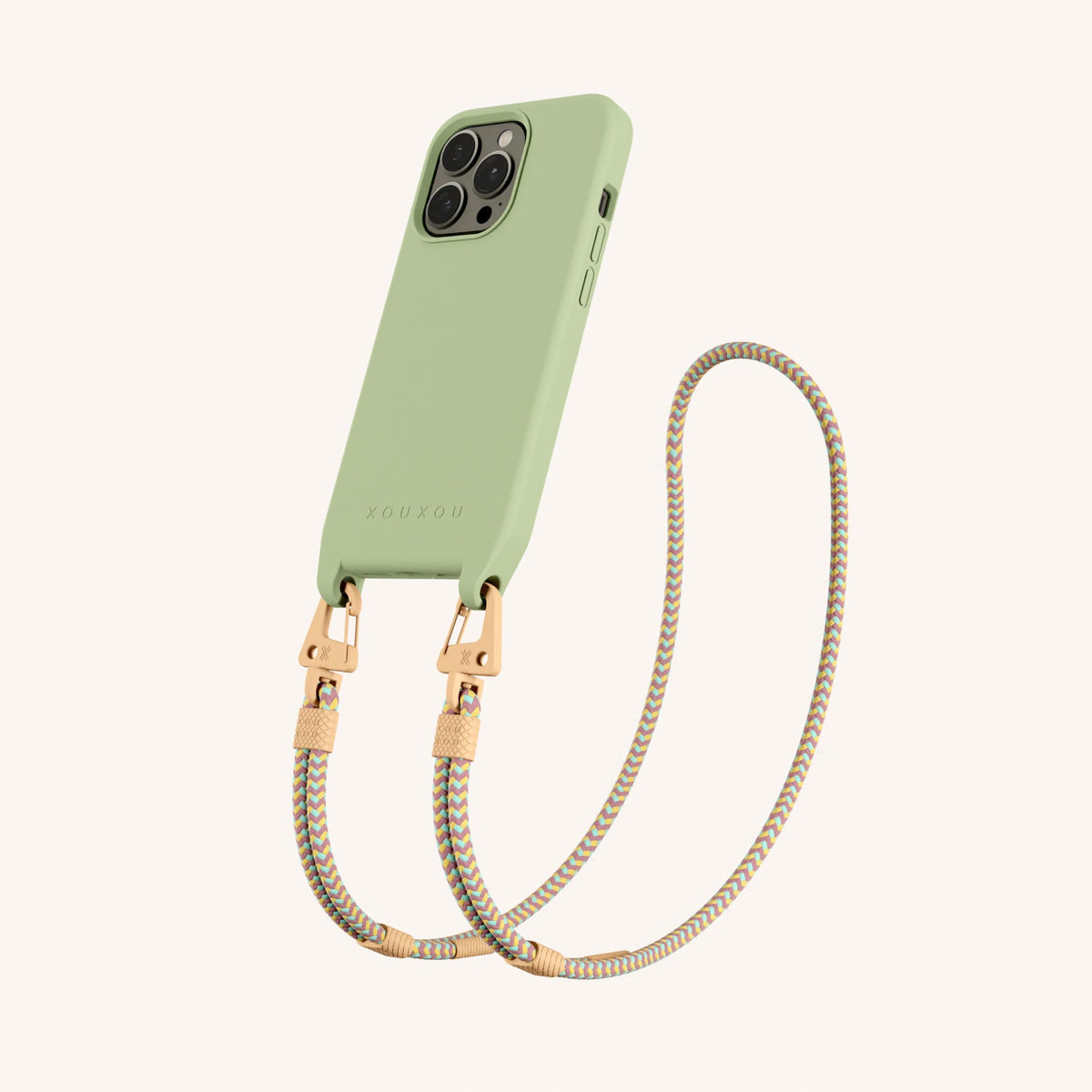 Phone Necklace with Carabiner Rope for iPhone 13 Pro with MagSafe in Light Total View | XOUXOU #phone model_iphone 13 pro