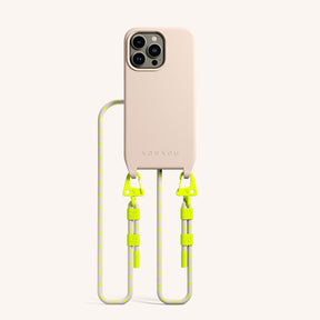 Phone Necklace with Carabiner Rope in Powder Pink + Neon Camouflage