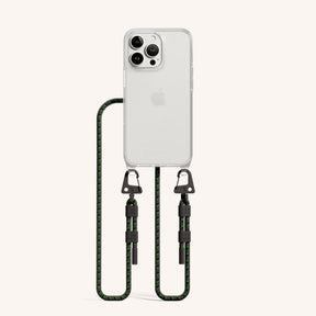 Phone Necklace with Carabiner Rope in Clear + Ash