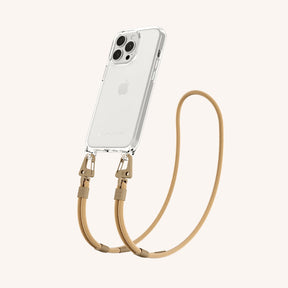 Phone Necklace with Carabiner Rope in Clear + Sand