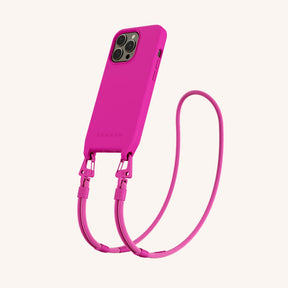 Phone Necklace with Carabiner Rope in Power Pink