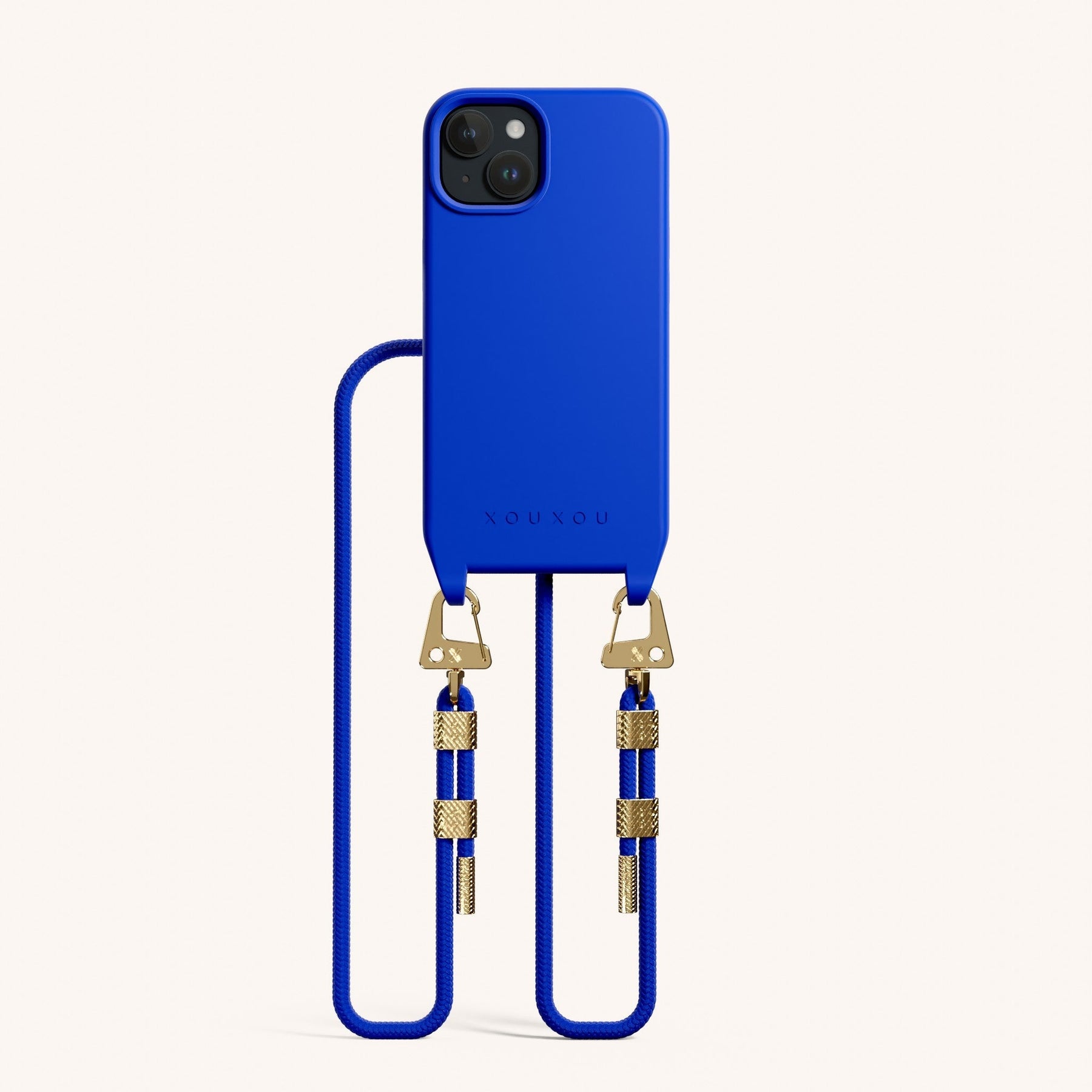 Phone Necklace with Carabiner Rope in Blue