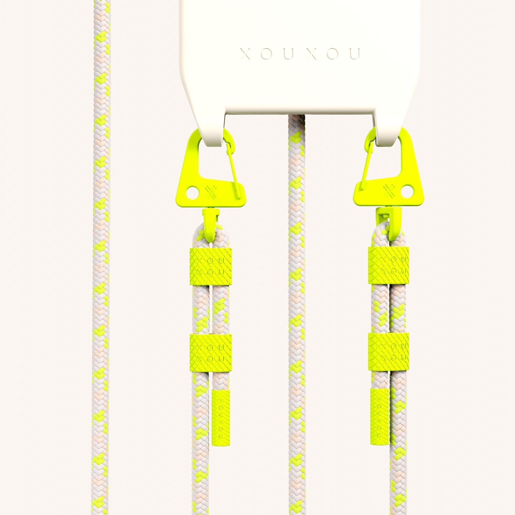 Phone Necklace with Carabiner Rope in Chalk + Neon Camouflage