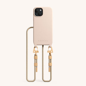 Phone Necklace with Carabiner Rope in Powder Pink + Palm Springs