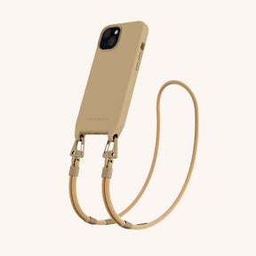 Phone Necklace with Carabiner Rope in Sand