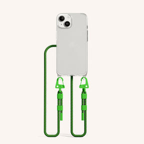 Phone Necklace with Carabiner Rope in Clear + Acid