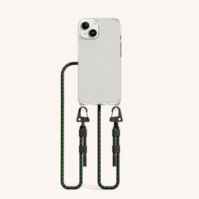 Phone Necklace with Carabiner Rope in Clear + Ash