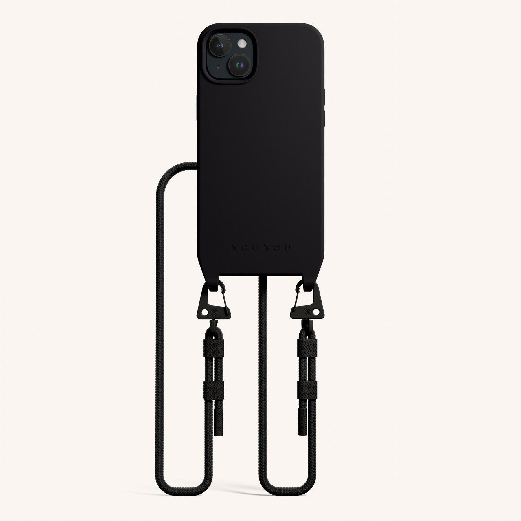 Phone Necklace with Carabiner Rope in Black