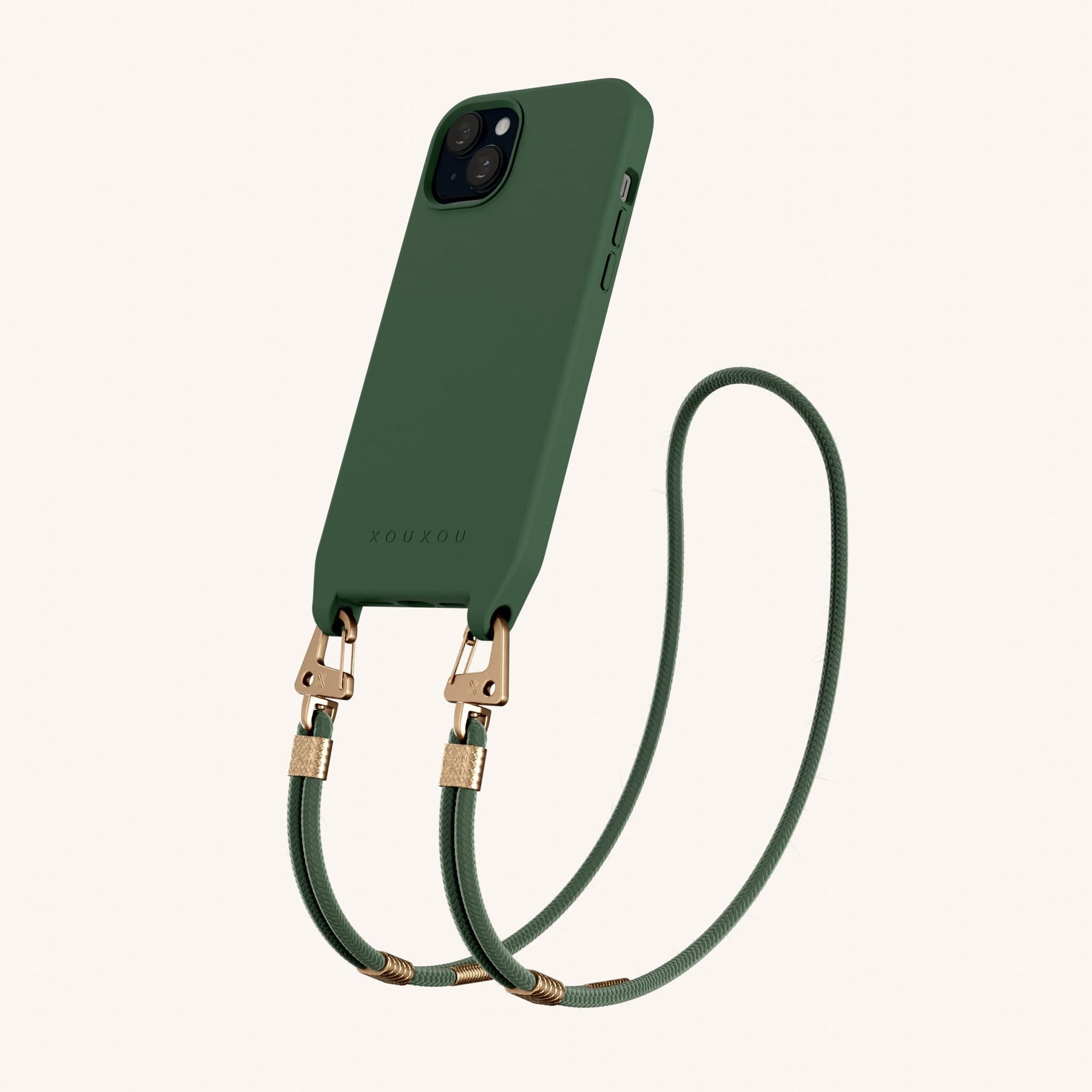 Phone Necklace with Carabiner Rope in Sage