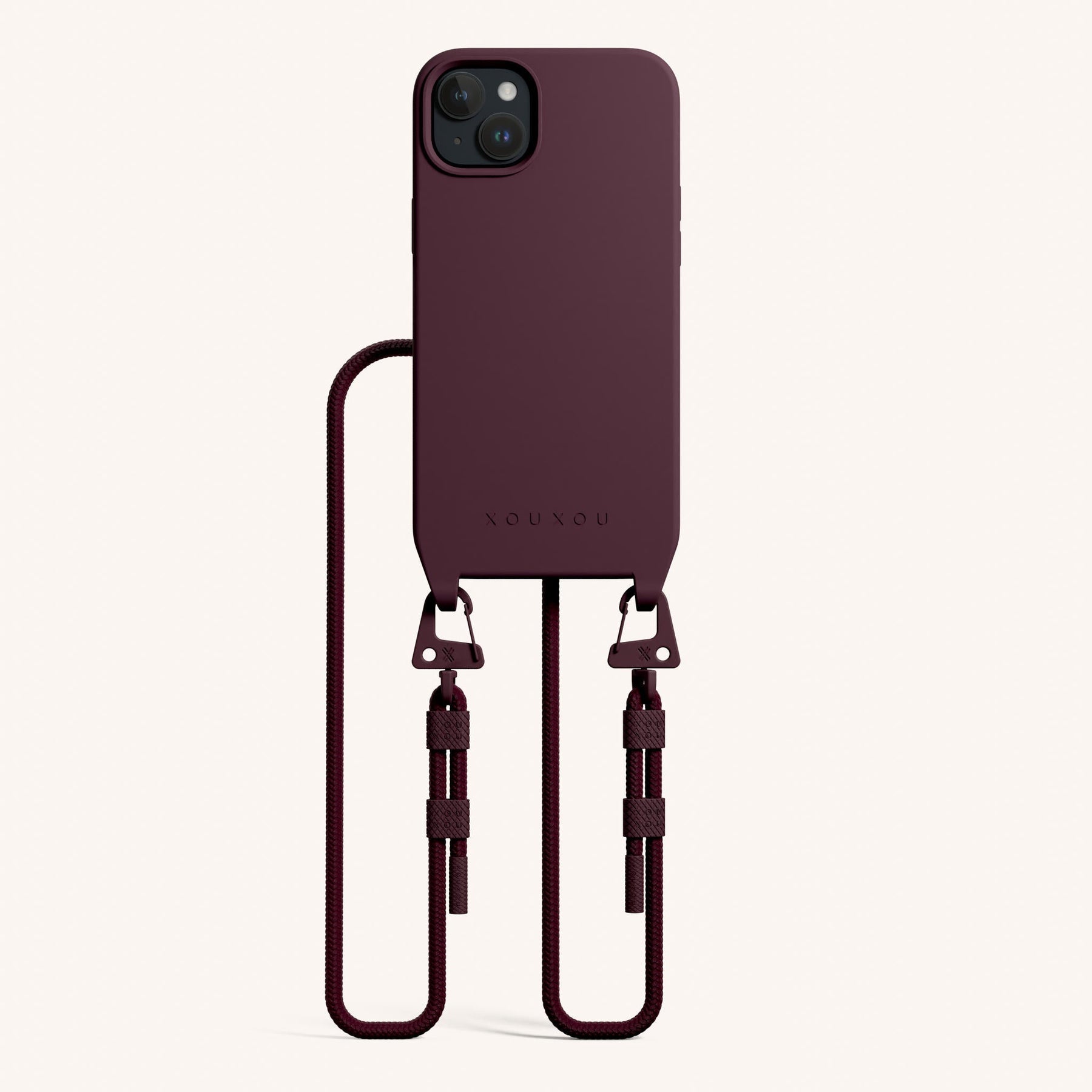 Phone Necklace with Carabiner Rope in Burgundy