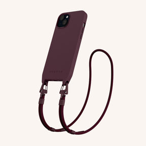 Phone Necklace with Carabiner Rope in Burgundy