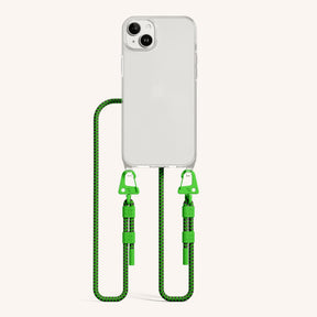 Phone Necklace with Carabiner Rope in Clear + Acid