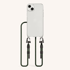 Phone Necklace with Carabiner Rope in Clear + Ash