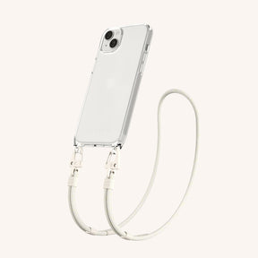 Phone Necklace with Carabiner Rope in Clear + Chalk