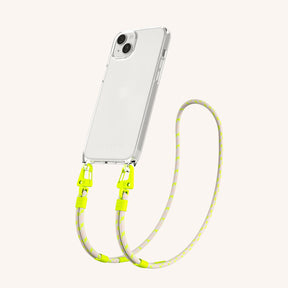 Phone Necklace with Carabiner Rope in Clear + Neon Camouflage