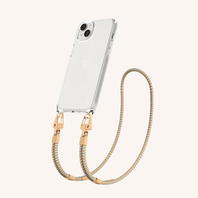 Phone Necklace with Carabiner Rope in Clear + Palm Springs