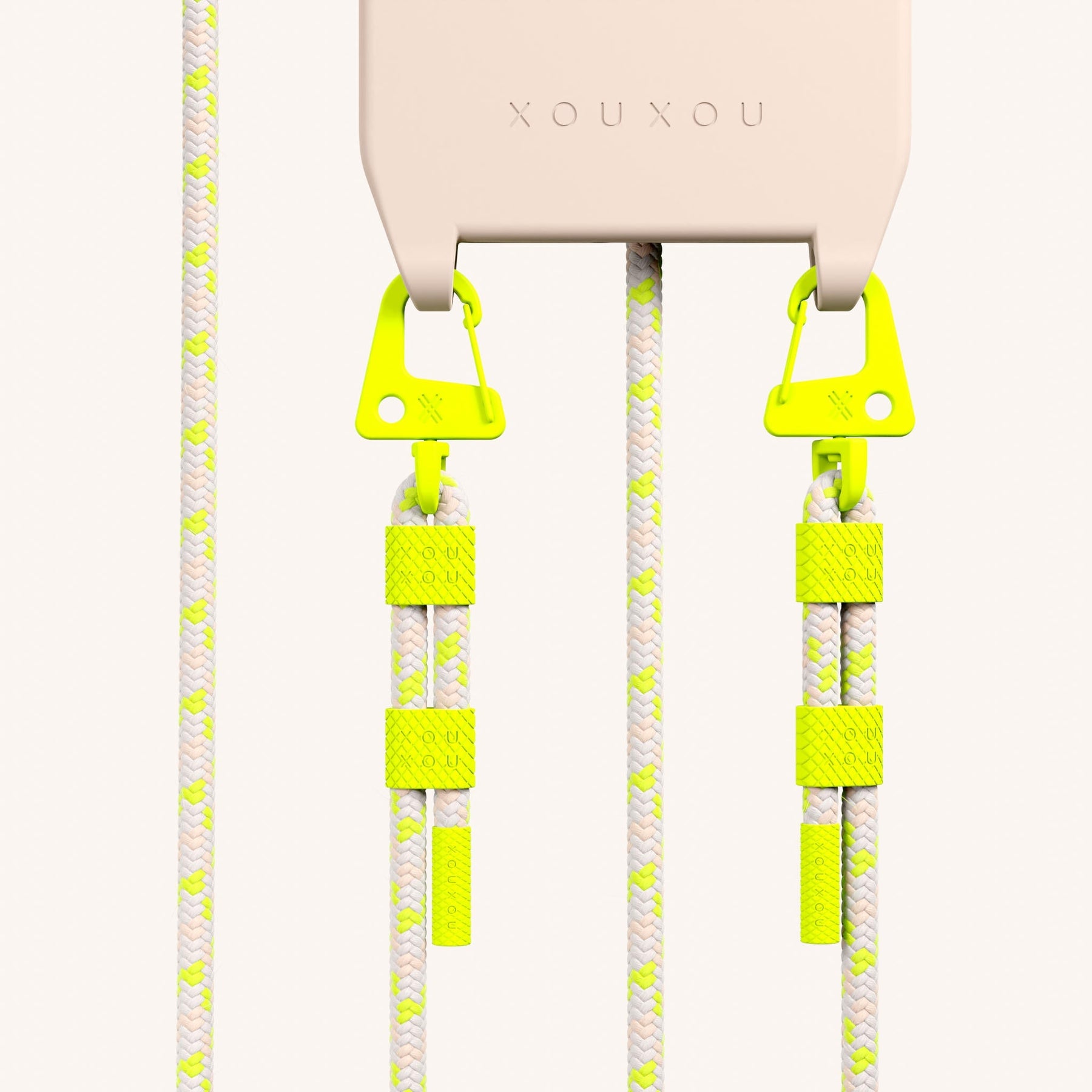 Phone Necklace with Carabiner Rope in Powder Pink + Neon Camouflage