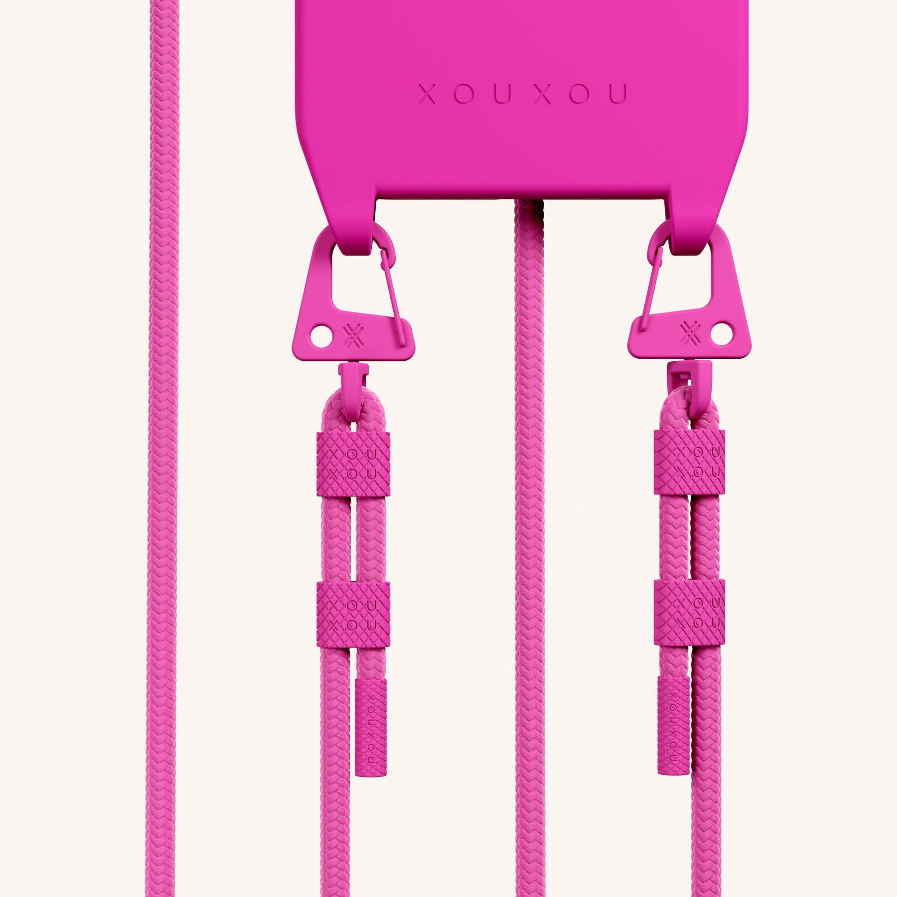 Phone Necklace with Carabiner Rope in Power Pink