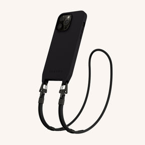 Phone Necklace with Carabiner Rope in Black