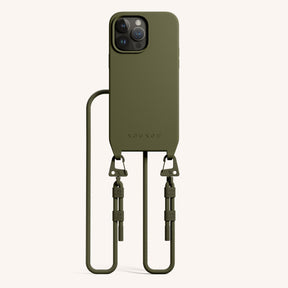 Phone Necklace with Carabiner Rope in Moss