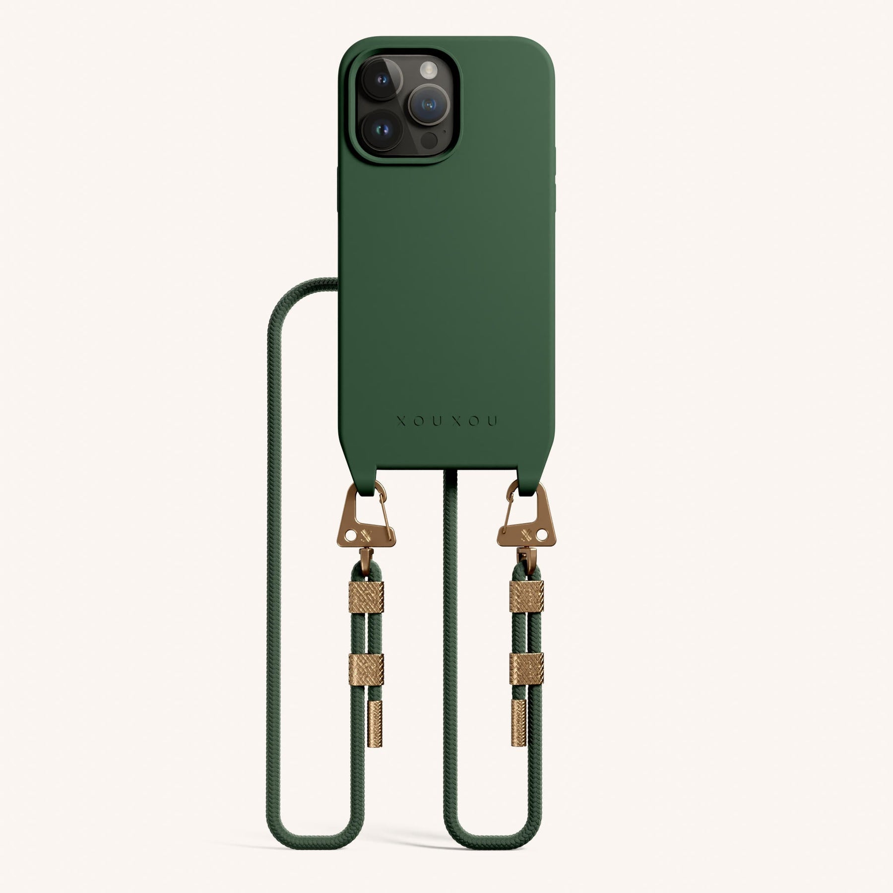 Phone Necklace with Carabiner Rope in Sage