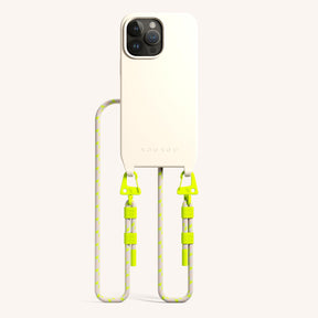 Phone Necklace with Carabiner Rope in Chalk + Neon Camouflage