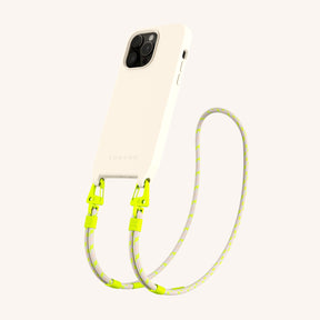 Phone Necklace with Carabiner Rope in Chalk + Neon Camouflage