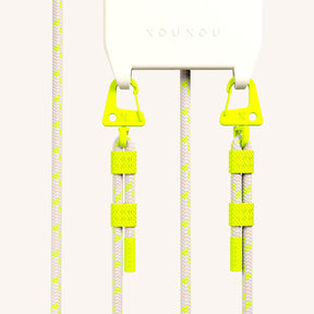 Phone Necklace with Carabiner Rope in Chalk + Neon Camouflage