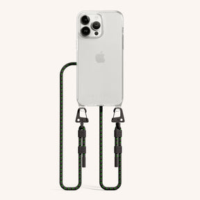 Phone Necklace with Carabiner Rope in Clear + Ash