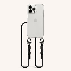 Phone Necklace with Carabiner Rope in Clear + Black